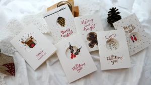 Merry X Mas Kad Merry Christmas greeting card tri-fold card set business festival hollow card holiday blessing thanksgiving card Krismas Kad