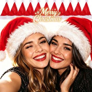 1/10Pcs Christmas Hat Non-Woven Fabric Santa Claus Adult Children Christmas Hat Merry Christmas New Year Party Holiday Decoration Gift