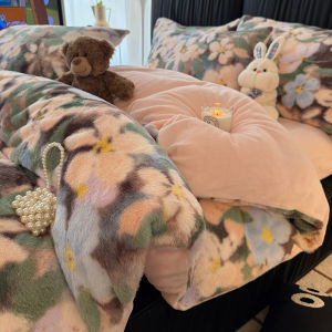 MINGSHA | Warm Fluffy Thick Rabbit Fur Bed Cover