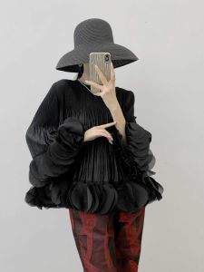 Áo Sơ Mi Xếp Ly Nhẹ Dài Tay Rộng Rãi Mùa Hè Thường Ngày Đa Năng Phong Cách Pháp Kiểu Dáng Rộng Rãi Thoải Mái