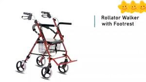 ZAFUL Medical Rollator Walker Foldable Wheelchair Foot Rest Portable For Adult With Toilet Travel Senior