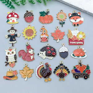 5pcs/20pcs Alloy enamel Thanksgiving Pendant Jewelry Making DIY Keychain Earrings Charms for Jewelry Bracelets Necklace
