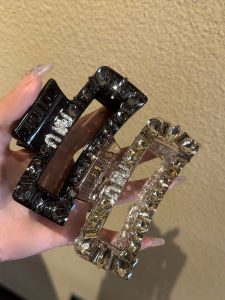 Shiny Crystal Letter Hair Claw Square Luxury Womens Stylish Hair Accessories Sweet Style Ice Winter Starlight Hair Clip