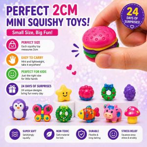 24-Day Advent Calendar Pop-Up Squishy Gift Box Mini Surprise Squeeze Toys for Christmas and Easter