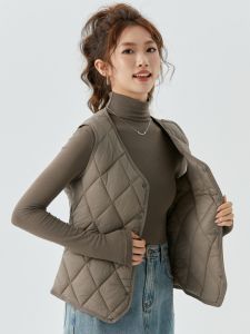 Lightweight Womens down Cotton Vest 2025 Autumn Winter New Style Inner Warm Core Thin Double-Sided Polyester Fiber V-Neck Short Length