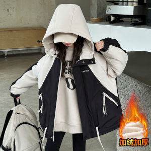 Girls Winter Jacket Fleece Lined Hooded Coat Childrens Cotton Puffer Autumn Winter Outerwear Casual Style Thickened Long Sleeve