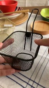 Stainless Fries Basket Strainer  SILVER TRAPEZE /saringan gorengan kentang/keranjang saji