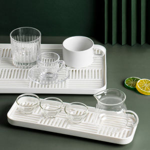 NeheM Home Living Room Tea Cup Tray Drain Plate Storage Rack Cup Holder Plastic Material Pure Color Style Other Installation