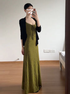 ZHENMANZI | Slimming Stylish Green Strap Dress