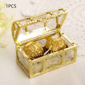 Hộp Quà Hình Rương Kho Báu Rỗng Ruột Mạ Vàng - Hộp Đựng Bằng Nhựa Bao Bì Kẹo Cho Tiệc Cưới Quà Lưu Niệm