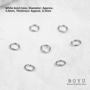 BOYU | 18k Gold Plated Opening Ring Silver-White Single Circle Handmade Jewelry Accessory