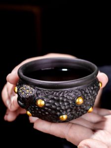 Yixing Purple Clay Tea Set Lotus Seed Cup Gongfu Tea Drinking Bowl Relief Small Mouth Cup Lotus Pod Cup Chinese Style Tea Cups