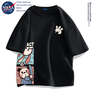 NASA Joint Name Loose Short Sleeve T-Shirt Men Summer New Arrival 100% Cotton Coat Teen Fashion Brand Stylish T-shirt for Women