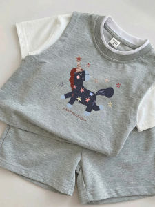 Cotton Unicorns Letter Printed Short Sleeve Shorts Set