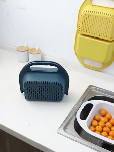 Rổ Đựng Thực Phẩm Kèm Chậu Rửa Xếp Gọn -Rổ Rửa Rau Gấp Gọn Đa Năng Có Ngăn Chia -Rổ Gấp Rửa Thực Phẩm 2 Ngăn Tiện Dụng