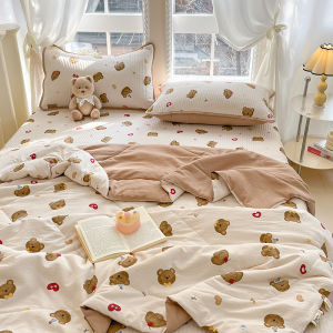 ผ้าห่มฤดูร้อนระบายอากาศแบบผ้าฝ้ายแท้ A-Class ชุดห่มสี่ชิ้น อบผ้าฝ้ายระบายอากาศได้ดี อบได้ดี ใช้ในหอพักนักเรียน