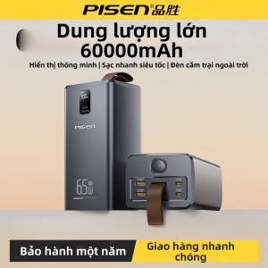PISEN | High Power Fast Charging 65W 60000mAh Portable Charger with LED Light and Carry Rope
