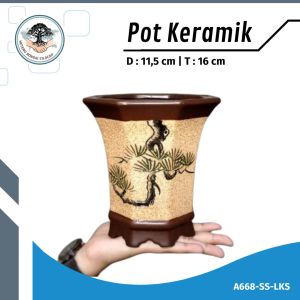 Pot Bonsai Keramik Segi Delapan Tinggi Cascade Unik