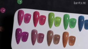 LILYCUTE 7ml Pink Red Fluorescent Reflective Gel Nail Polish Shining Glitter Neon Sparkling Soak Off UV Gel Nail Art Manicure