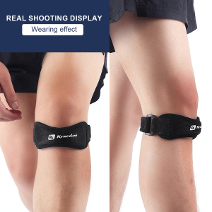 1piece Knee Patellar Tendon Knee Support Strape Brace Adjustable Shock Absorption Compression Knee Pad Sleeve for Sport Basketball Running Cycling Gym 
