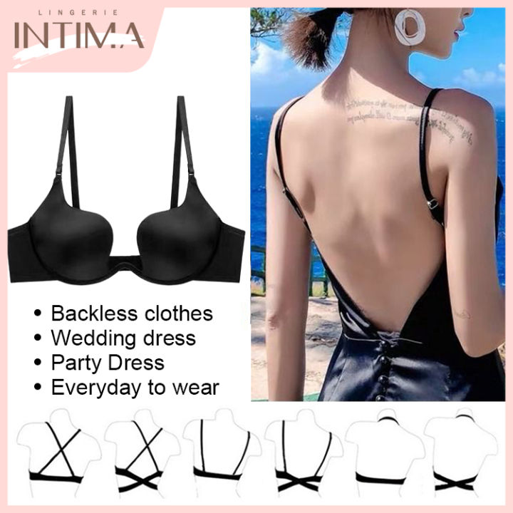 INTIMA Seamless Hidden Low-Cut U-Shaped Backless Push Up Bra for