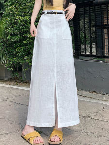 DAIXIANGFEIZI | Small Size Linen Cotton High Waist A-Line Midi Skirt