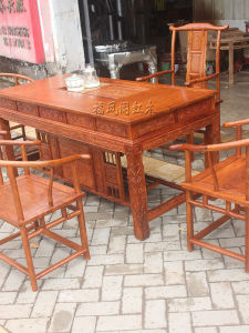 Red Sandalwood Tea Table Set Combination Home Office New Chinese Style Solid Wood Furniture Hibiscus Office Coffee Table