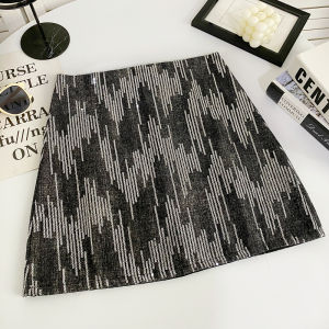 Summer 2024 High Waist A-Line Mini Skirt Sequin Splicing Slimming Effect Denim Look Short Skirt Womens Fashion Trend