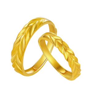 CTS 24K 999 Soild Gold Wheat Couple Rings Adjustable Gold Jewelry CHOW TAI SENG 周大生 G0AC0318 G0AC0318M