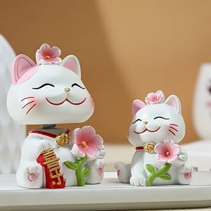 陶瓷招财猫 风水摆件 招财猫摆件 招财进宝 财源滚滚 元宝 聚宝盆 开业礼物 家居装饰 Lucky Cat Fortune Cat Decor Feng Shui Ornaments Opening Gift Home Decoration Car Decorations