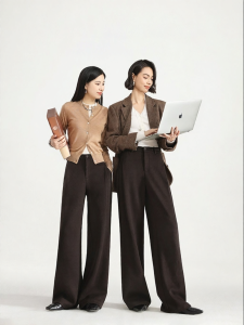 HIPPIE MISS | Hippie Style Acetic Acid Wool Fall/Winter Casual Thermal Wide Leg Trousers