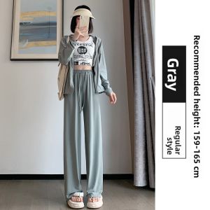 MiiOW | Ice Silk High Waist Wide Leg Thin Summer Sports Pants Women Casual Loose Straight Tube Anti-Mosquito Sunscreen Trousers