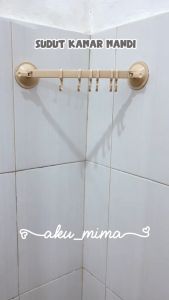 Gantungan Kamar Mandi Bebas Gerak & Pengait Plastik 6 Hook