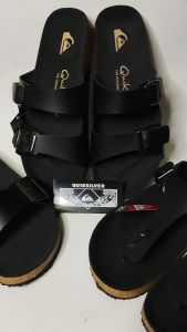 Sandal Tali Casual Wanita Sandal Strap Quiks1lver Hitam Jepit Tali 1 Tali 2 Anti Slip Harian Kulit Sintetis Ootd Fashion Liburan Birken
