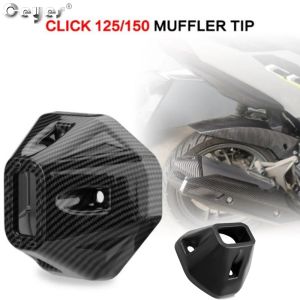 Ceyes Muffler Tip For Motorcycle Honda Click 125/150 V2 & V3 Carbon Cover Black/Carbon Design