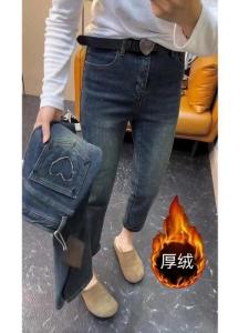 High Waist Slim Fit Pencil Jeans Womens Bootcut Design Elastic Cotton Denim Pants Casual Style Blue Color Winter Wear
