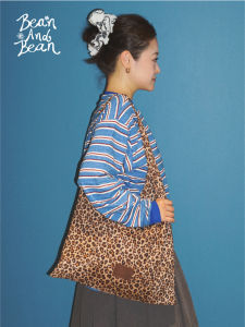 Casual Large Capacity BeanAndBean HOBO Single Shoulder Leopard Print Bag Versatile Daily Leisure Handbag for Men And Women