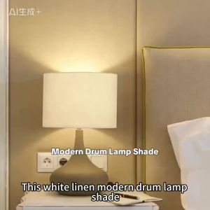 Linen Drum Lamp Shade for Table Lamps & Floor Lamp Easy Assembly Fabric Lampshade Soft Diffused Light for Living Room Bedroom