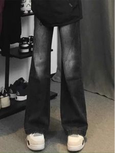 Retro American Washed Jeans Mens High Street Vibe Style Casual Straight Leggings Long Pants Spring Autumn Youth Fashion