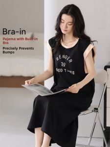 miiow | Pure Cotton Summer Sleepwear Womens Loose Casual Sleeveless Home Clothes Cat Person New 2025 Nightgown Can Be Worn Outside