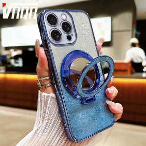 VRQR กระจก Vivo Y72 5G Y52 5G เคสโทรศัพท์เคสลายกากเพชรวงกลมเคลือบด้วยไฟฟ้าสุดเท่