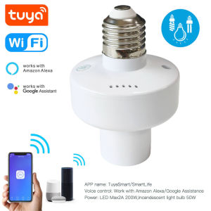 Tuya WiFi Smart Lamp Socket E27 Bulb Holder Adapter Smart Life APP Timer Voice Control Works with Alexa Google Home AC85-265V