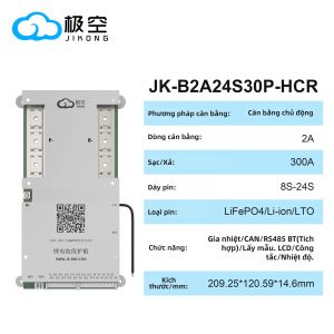 Hệ Thống Quản Lý Pin Thông Minh JIKONG 24S 300A Cân Bằng Chủ Động CANBUS RS485 Cho Pin Li-ion Lifepo4 LTO 24V 36V 60V Với Chức Năng Bảo Vệ Quá Tải