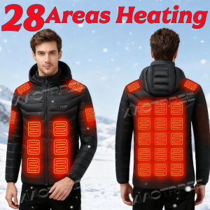 28 Areas Men Womens Heating Jacket Winter USB Heated Jackets Smart Heated Clothing Ski Camping Waterproof Warm Self Heating