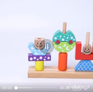 [Choo Choo Toy] Day & Night Assembled Wooden Cognitive Skill-Building Blocks Montessori Toy 日与夜积木 Mainan Bayi - BT323