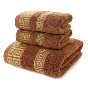 3pcs White Cotton Bathroom Towel Set - 2pcs Hand & Face Towels 34x74cm + Oversized Bath Towel 70x140cm - Shower & Gift Towel