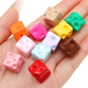 5ชิ้น14มม. พลาสติกอะคริลิคสแควร์ลูกปัดน่ารักสำหรับสร้อยคอสร้อยข้อมือพวงกุญแจเครื่องประดับ DIY ทำหัตถกรรม