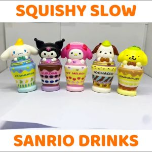 TAIYO Squishy Slow Sanrio Drinks Cup: Mainan Squishy Dekompresi Pinch Cup