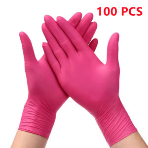 20/100PCS Pink Disposable Nitrile Gloves Beauty Gloves for Tattoo Salon Esthetician Kitchen Household Cleaning Gloves Latex Free