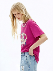 Juicy Couture | Crown Print American Embroidery Pink T-Shirt